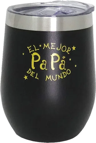 Vista 2 de Ezprogear Vaso Greatest Papa El Mejor Papa Del Mundo de 12 oz (12 oz, Black Papa)