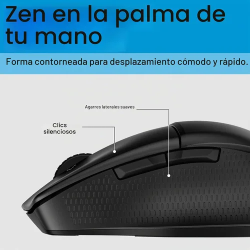 Vista 2 de HP Ratón Bluetooth 480 Comfort - Forma contorneada - Conecta hasta 3 dispositivos a través de botones programables Bluetooth® 5.3-6 - Compatible