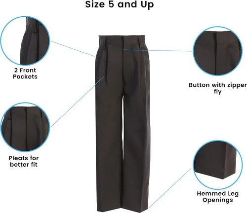 Vista 2 de Pantalones de vestir negros para niños pantalones de vestir para bebé pantalones de vestir para niños pequeños pantalones y pantalones de traje
