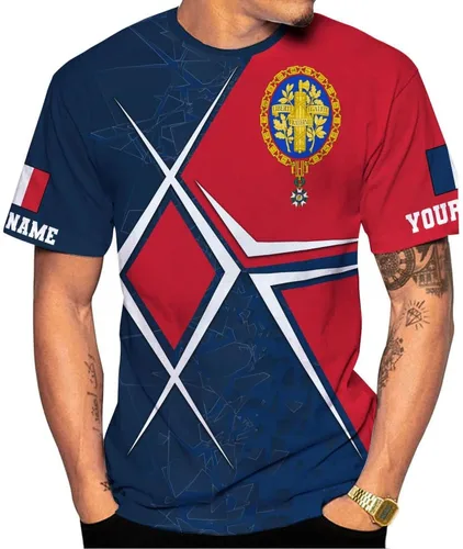 Vista 2 de Vybonz - Camisa personalizada de Francia para hombres y mujeres, Torre Eiffel París, camiseta con capucha de Francia, ropa de fútbol con bandera