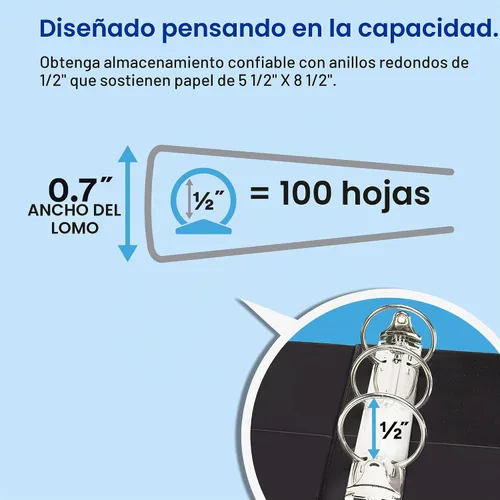 Vista 3 de Carpeta Avery. Minicarpeta duradera con gancho para hojas de 5.5 x 8.5 pulgadas, Negro