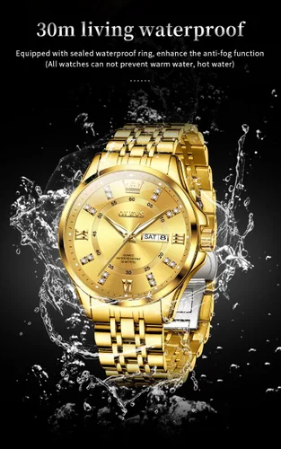 Vista 43 de OLEVS - Relojes de diamantes para hombres, relojes de vestir a prueba de agua, relojes analógicos de cuarzo de lujo con calendario de fecha y correa