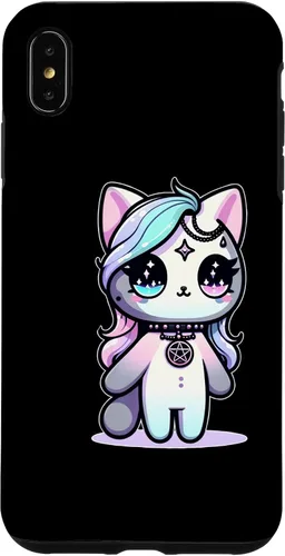 Vista 7 de Funda estética oculta espeluznante para iPhone 15 Kawaii Pastel Cat Ouija