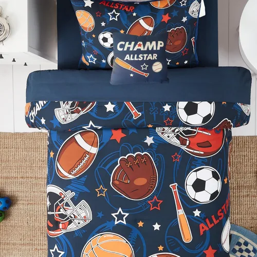 Vista 4 de Kaleido Space Juego de Edredón para Niños Tamaño Twin para Niños, Juego de Ropa de Cama de Juegos de Pelota que Brilla en la Oscuridad, 1 Edredón, 1