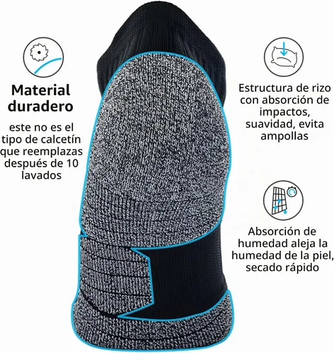 Vista 4 de CWVLC - Calcetines deportivos, hasta el tobillo, de compresión, acolchados, unisex, paquete variado 3 pares negro