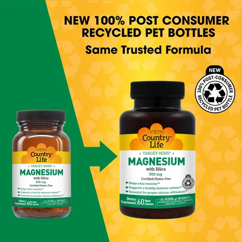 Vista 2 de Target-Mins Magnesio con sílice 300 mg, 60 cápsulas veganas, certificado sin gluten, certificado vegano