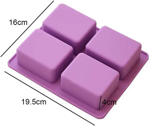 Vista 3 de Echodo - Molde rectangular de silicona para jabón de 4 cavidades, molde de silicona hecho a mano para velas de jabón