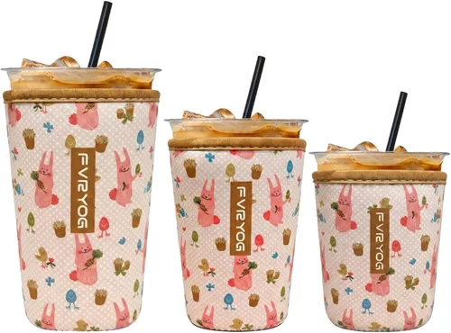 Vista 104 de Reusable Insulated Neoprene Iced Coffee Sleeves for Iced Coffee Cups, Coffee Coolies sleeves for Iced & Hot Drinks