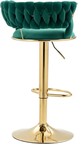 Vista 7 de RXR - Juego de 2 taburetes de bar de terciopelo, taburetes de bar de altura ajustable y taburete giratorio de 360°, silla de bar de cocina