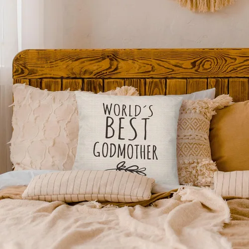 Vista 3 de Fundas de almohada de 18 x 18 pulgadas, regalos de madrina para el día de la madre de parte del ahijado, ahijado, ahijada, la mejor madrina