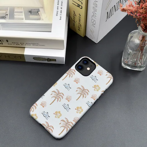 Vista 4 de Funda compatible con iPhone 11, resistente a arañazos, funda híbrida de 2 capas con carcasa dura, diseño de cocoteros de playa de verano