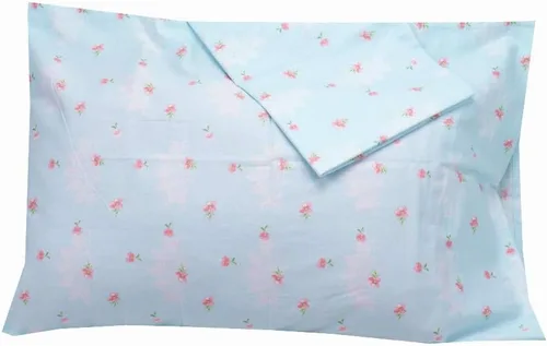 Vista 6 de Funda de almohada azul de 2 piezas para cabello y piel, 100% algodón, tamaño estándar, con cierre de sobre, 20 x 30 pulgadas