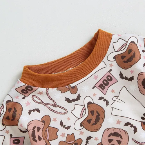 Vista 38 de Adobabirl Traje de Halloween para bebé, sudadera de fantasma, calabaza, mameluco, suéter de gran tamaño, lindo para otoño e invierno