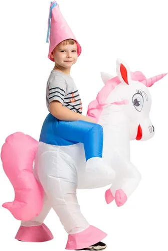 Vista 5 de GOOSH Disfraz inflable de unicornio para niños, disfraces de Halloween para niños y niñas, divertido disfraz inflable para fiesta de Halloween
