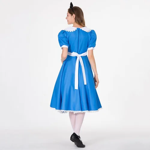 Vista 7 de Halloween Women's Cosplay Outfit Blue Maid Fancy Dress Costume Women Vintage 1950S Retro Rockabilly Prom