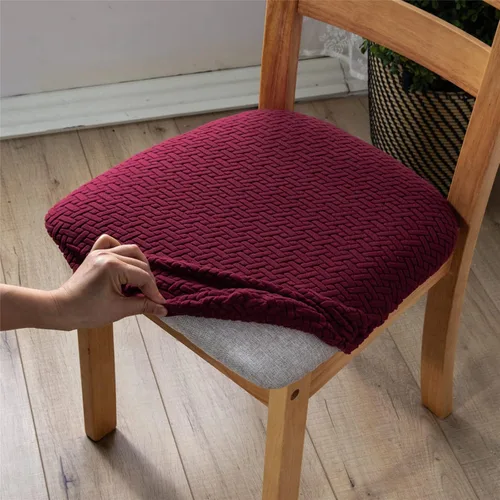 Vista 10 de Fundas de asiento de terciopelo para sillas de comedor, fundas elásticas para sillas de comedor, fundas de asiento elásticas con lazos para comedor