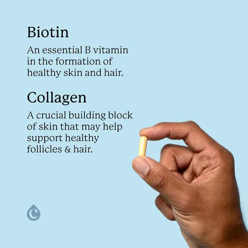 Vista 2 de Multivitaminas para el cabello de biotina, 2500 mcg de biotina con colágeno, 60 cápsulas, suministro para 30 días