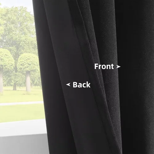 Vista 4 de Joydeco Cortinas de terciopelo negro de 63 pulgadas de largo, 2 paneles, cortinas opacas de lujo con bolsillo para barra, cortinas de ventana