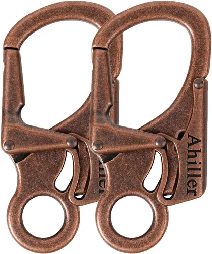 Vista 24 de Ahiller Mosquetón con clip, diseño de doble bloqueo antiapertura, llavero pesado de 3" de aleación de zinc para camping al aire libre, senderismo