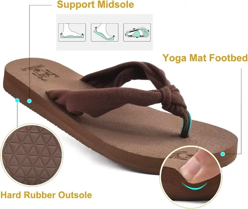 Vista 5 de KuaiLu Women's Yoga Foam Flip Flops with Arch Support Thong Sandals Non-Slip