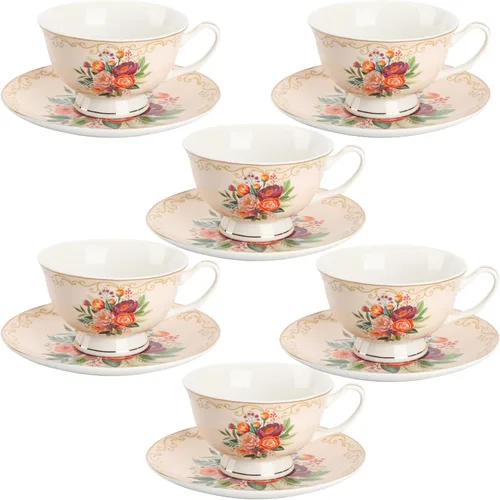 Vista 12 de BTaT- Tazas de té y platillos, diseño floral, juegos de tazas de té de porcelana, aptos para lavavajillas, juego de 4, 8 onzas