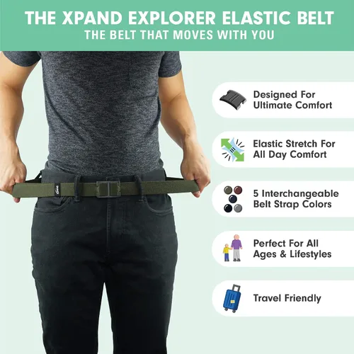 Vista 3 de Xpand Explorer Belt Cinturón elástico invisible invisible con hebilla de aluminio delgada