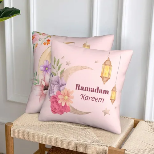 Vista 5 de Ramadan Kareem - Juego de 2 fundas de almohada de 18 x 18 pulgadas para decoración de fiesta de Eid Mubuark para almohadas de sofá
