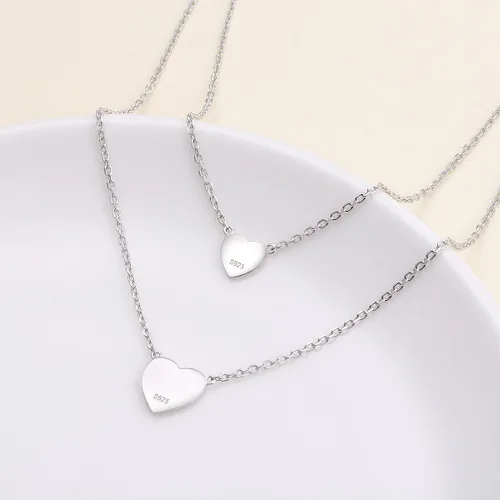 Vista 5 de Collar de plata de ley con colgante de corazón y cruz hecho a mano para mujeres y niñas