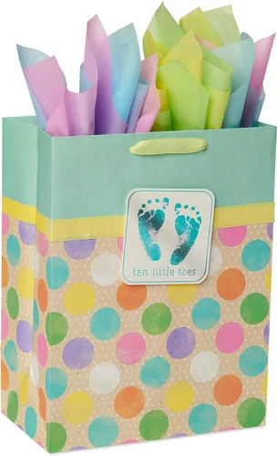 Vista 5 de American Greetings Bolsa de regalo de plástico jumbo para baby shower, bloques de bebé (1 bolsa, 6 pies x 3.33 pies)