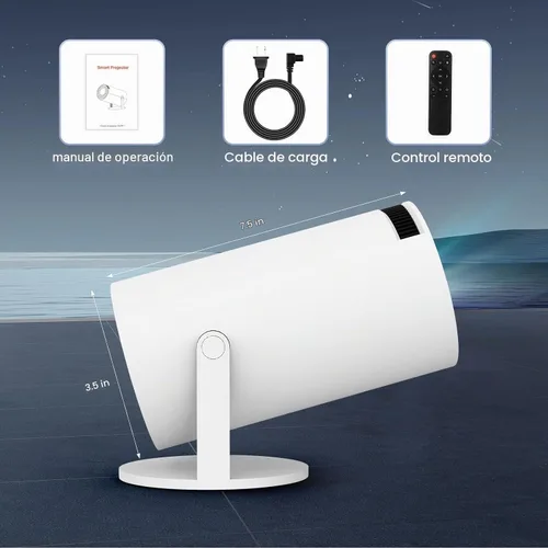 Vista 9 de Mini proyector con WIFI 6 y Bluetooth, soporte 4K 1080P Proyector portátil giratorio de 180° Proyector de película de pantalla de 130 pulgadas