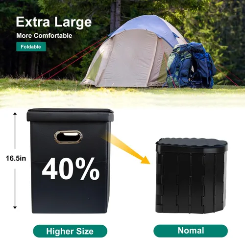 Vista 5 de Ann Katy Inodoro portátil XL mejorado, para adultos y niños, extragrande, de viaje, alto, con tapa, orinal compacto para automóvil, senderismo