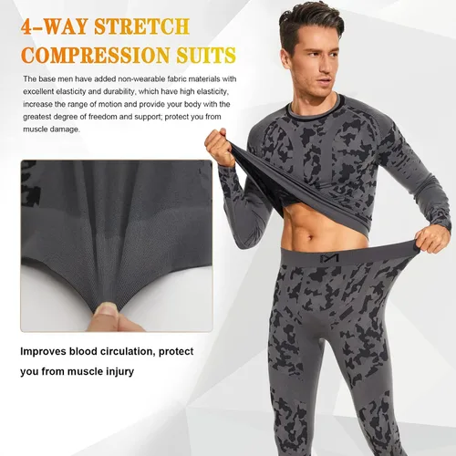 Vista 4 de MeetHoo Conjunto de ropa interior térmica para hombre ropa de invierno para hombre capa base de capa base larga