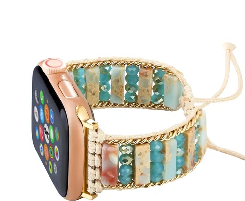 Vista 10 de Pulsera bohemia con cuentas compatible con Apple Watch Band de 1.496 in, 1.575 in, 1.614 in, 1.654 in, 1.732 in, 1.772 in, 1.811 in y 1.929 in
