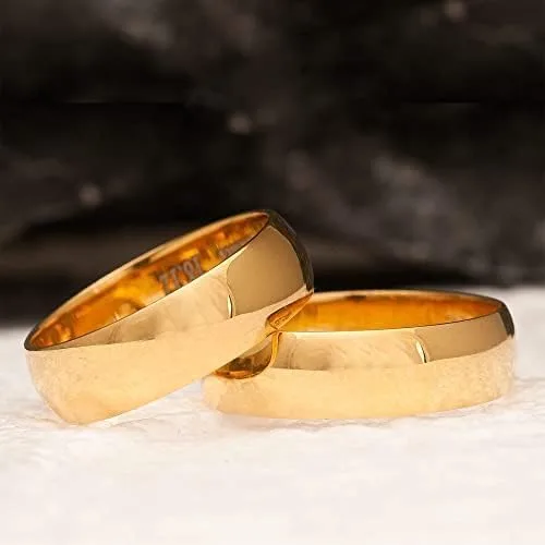 Vista 2 de Juego de anillos de boda de 0.236 pulgadas, chapado en oro de 14 quilates, juego de alianzas de boda a juego personalizado para hombre y mujer