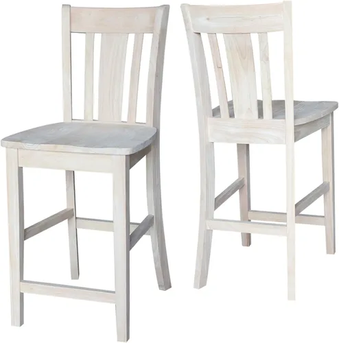 Vista 4 de Taburete de comedor de madera maciza San Remo - Altura del asiento de 24 pulgadas, sin terminar