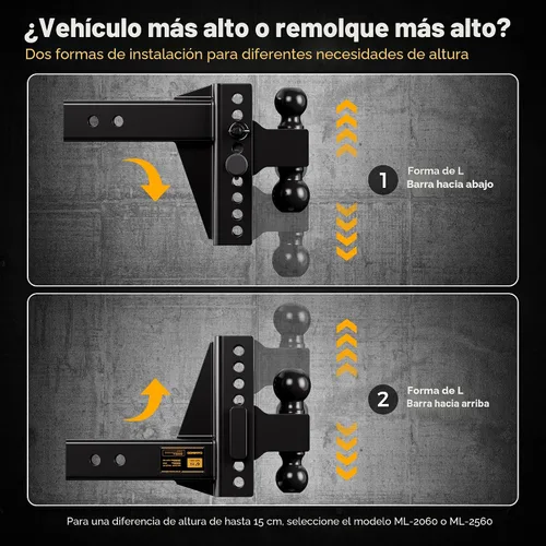 Vista 10 de CAMMOO Enganche de remolque ajustable para receptor de 2.5 pulgadas