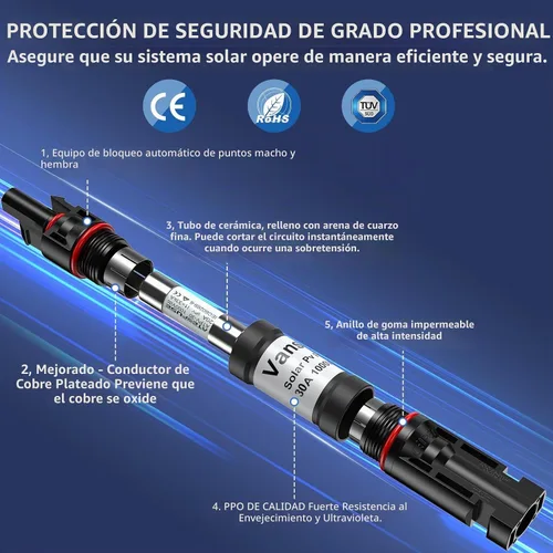 Vista 2 de Vansdon Soporte de fusibles de panel solar 30A, 1PCS para panel solar y Negro 4