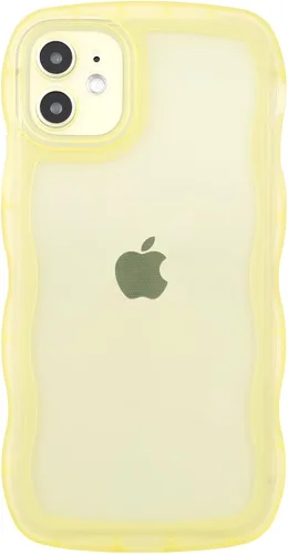 Vista 110 de SKYLMW Funda compatible con iPhone 12 Pro, diseño de ondas rizadas kawaii, borde chapado de lujo, elegante parte trasera transparente brillante, TPU