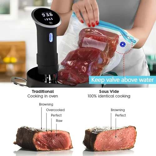 Vista 3 de Sous Vide - 24 bolsas reutilizables de sellado al vacío de 11 x 10 pulgadas, bolsa de almacenamiento de alimentos al vacío para cocinar