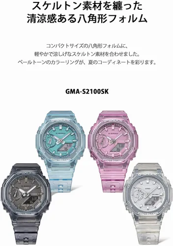 Vista 2 de CASIO GMA-S2100SK-1AJF G-Shock"GA-2100" Modelo más pequeño y delgado Concepto de esqueleto metálico Reloj enviado desde Japón Modelo de agosto