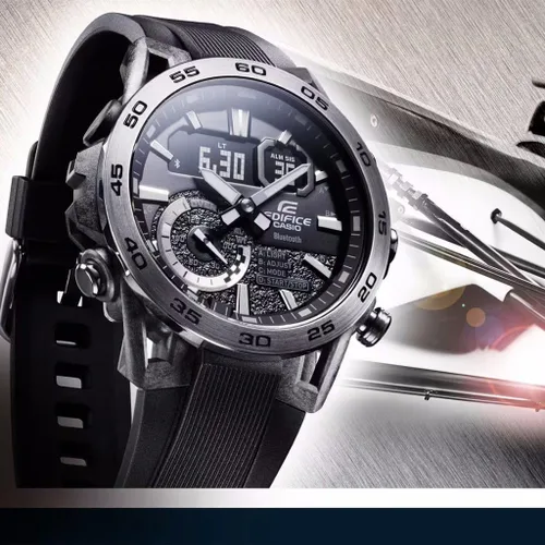 Vista 6 de Casio Reloj de cuarzo analógico-digital para hombre con correa de plástico ECB-40P-1AEF, negro, correa., Negro -, Correa.