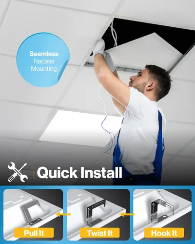 Vista 4 de Sunco - Paquete de 24 luces LED de panel plano de 2 x 2 para techo caído, accesorio de iluminación de repuesto comercial Trofer, 4400 LM, 40W, CCT
