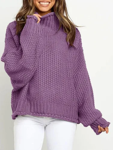 Vista 2 de ZESICA Women's 2023 Turtleneck Batwing Sleeve Loose Oversized Chunky Knitted Pullover Sweater Jumper Tops