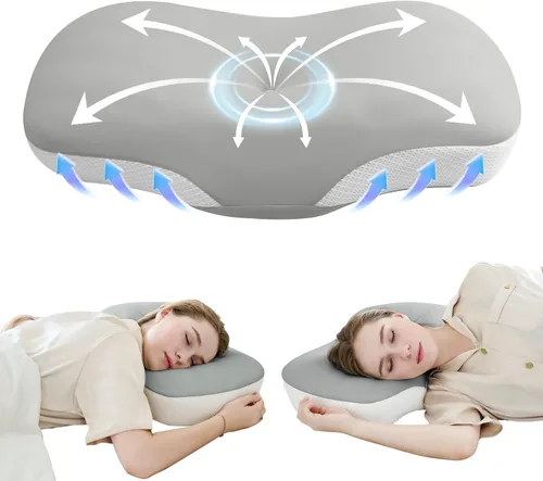 Vista 9 de Almohada cervical para el alivio del dolor - Almohada refrescante para dormir de lado, almohada ergonómica de espuma viscoelástica para el soporte
