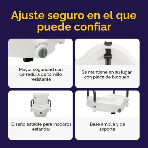 Vista 4 de Drive Medical RTL12027RA Asiento elevado para inodoro con brazos acolchados extraíbles, asiento estándar Raised Toilet Seat Offers Removable