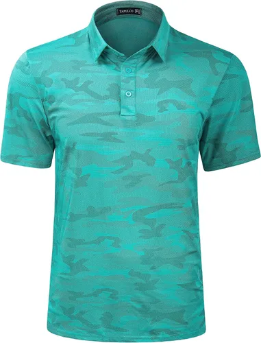 Vista 88 de TAPULCO Camisetas tipo polo de secado rápido para hombre, diseño de camuflaje, atléticas, ligeras, transpirables, casuales, para golf