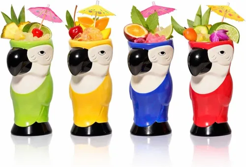 Vista 12 de LEMONSODA Vasos de cerámica tiki hawaianos (cerámica, juego de 4)