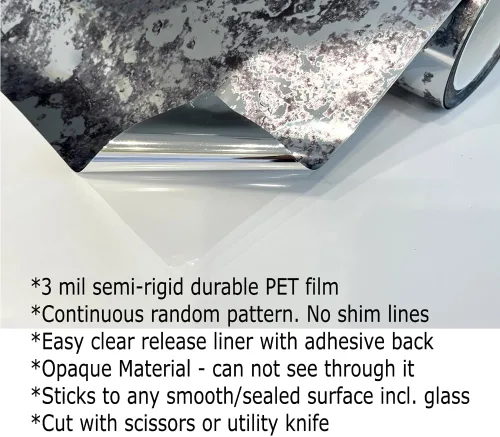 Vista 3 de Papel tapiz de vinilo autoadhesivo con espejo antiguo (120 x 52 pulgadas, plateado)