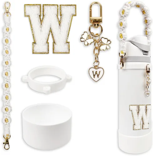 Vista 19 de SITKOL Juego de Monogramas Bonitos de Silicona Compatible con Botella de Agua Owala 24 oz, 32 oz, 40 oz - Accesorios Perfectos con la Letra Owala