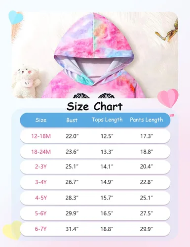 Vista 7 de Aulyffo Baby Girl Clothes,Tie Dye Hoodie Sweatshirt 2 Piece Baby Girls Outfits Pullover Joggers Pants Hooded Sweatsuits Sets